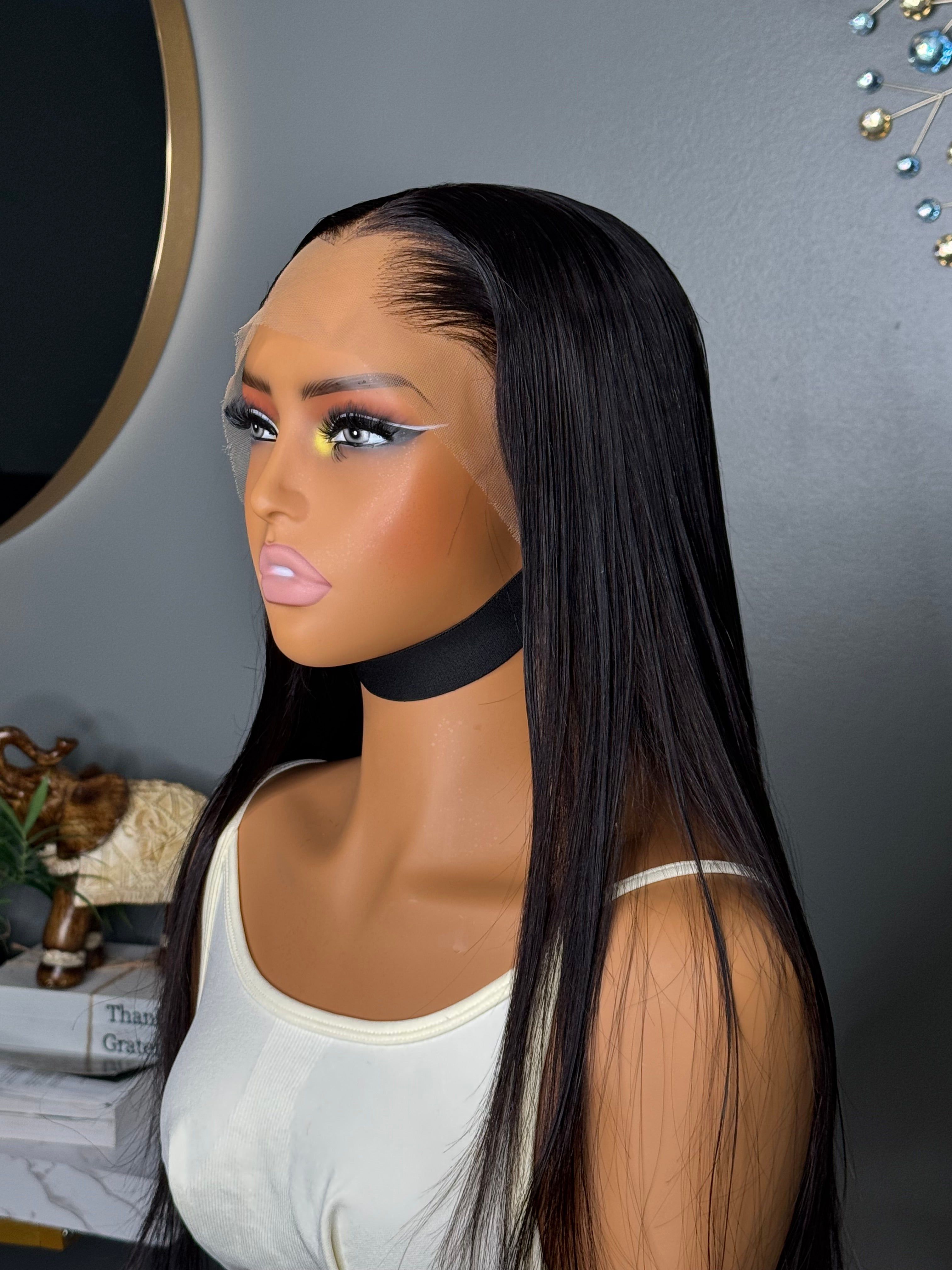 Raw hair paired with 13by4 frontal Silky Straight wig