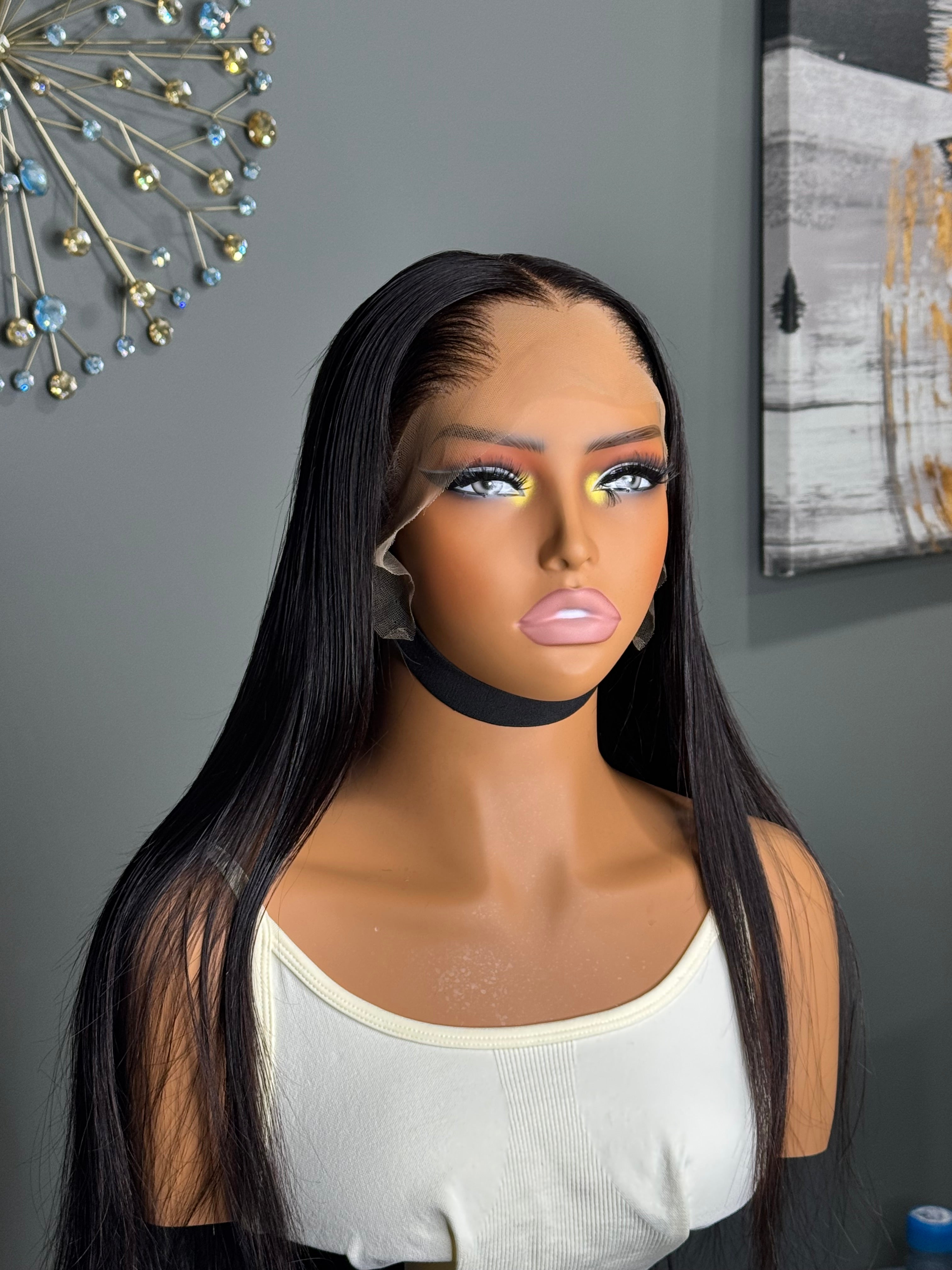 Raw hair paired with 13by4 frontal Silky Straight wig