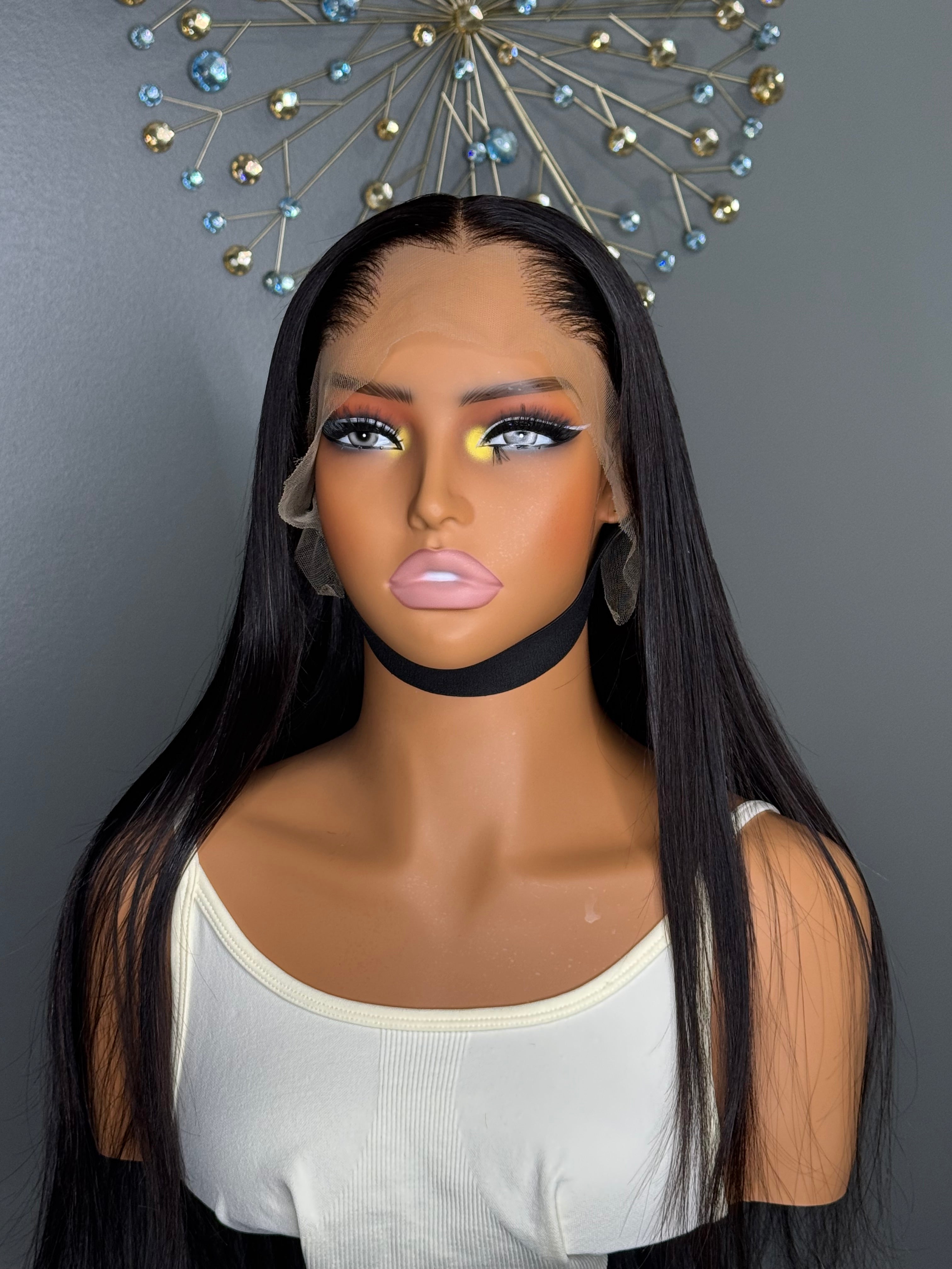 Raw hair paired with 13by4 frontal Silky Straight wig
