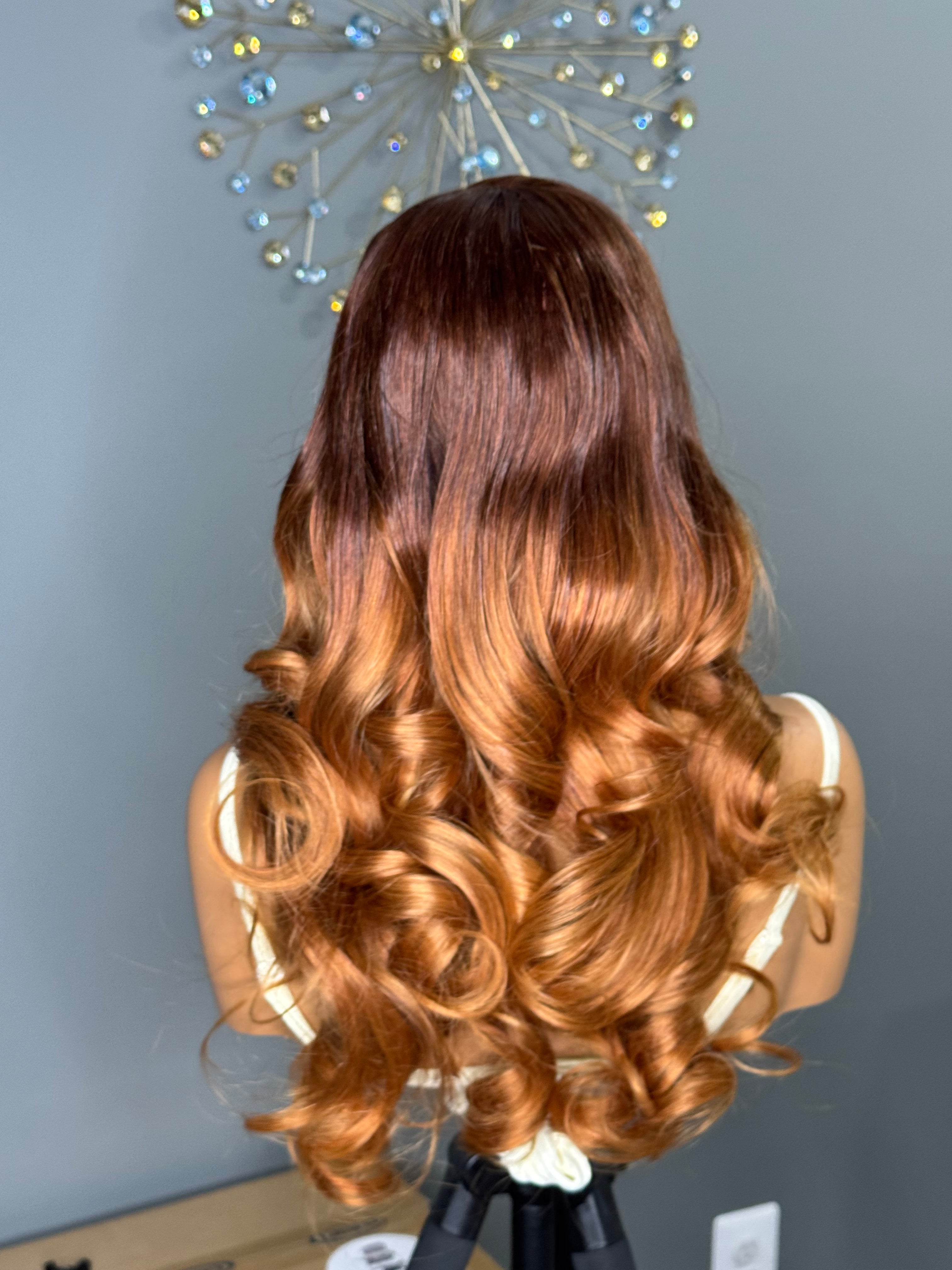 Luxurious mixed brown loose wave paired with 4by4 closure wig