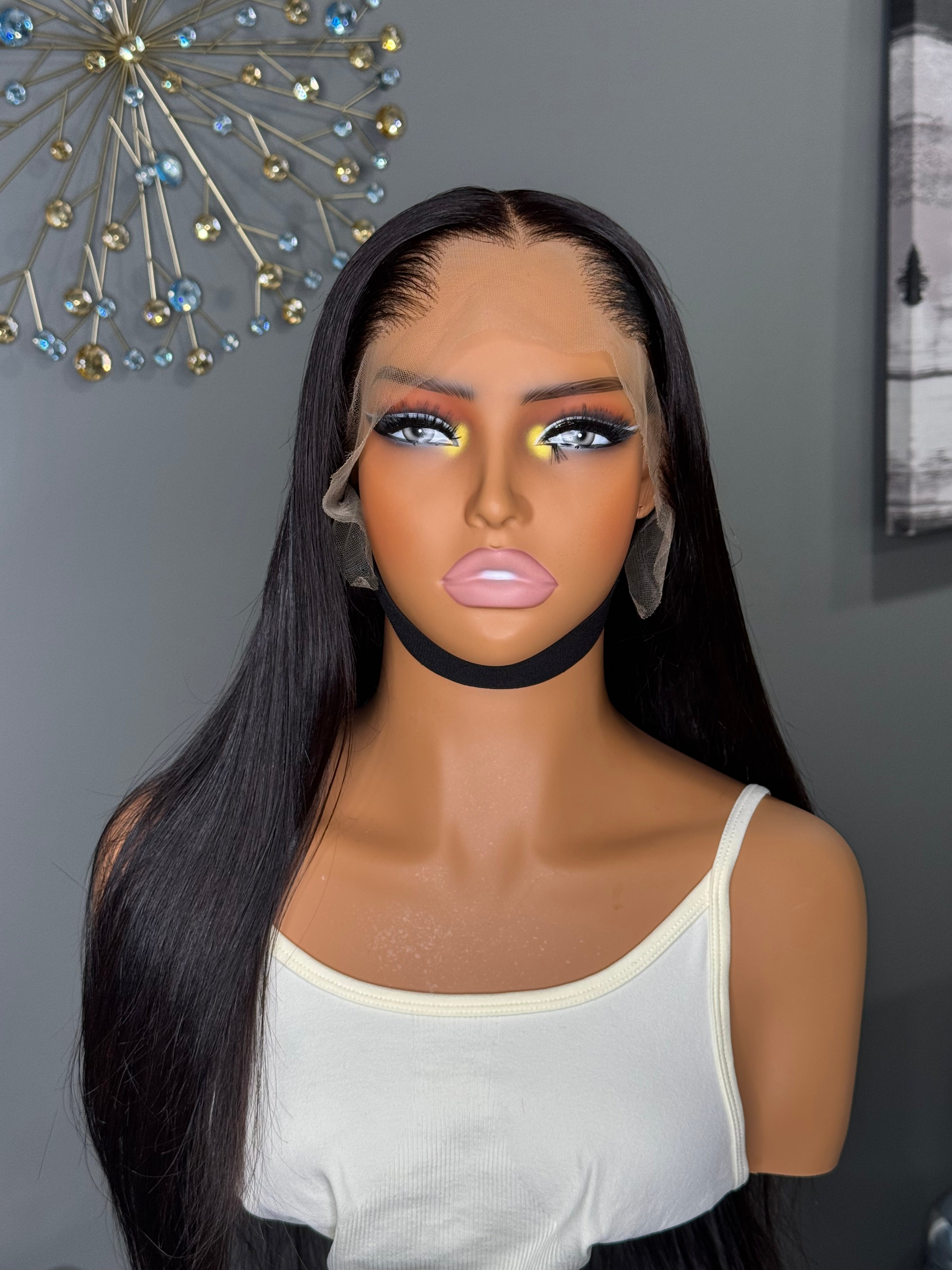 Raw hair paired with 13by4 frontal Silky Straight wig