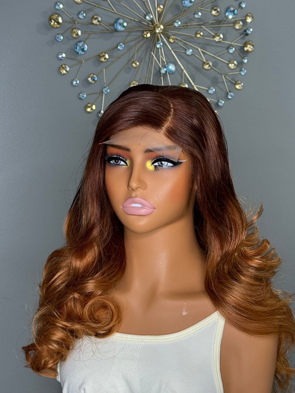 Luxurious mixed brown loose wave paired with 4by4 closure wig