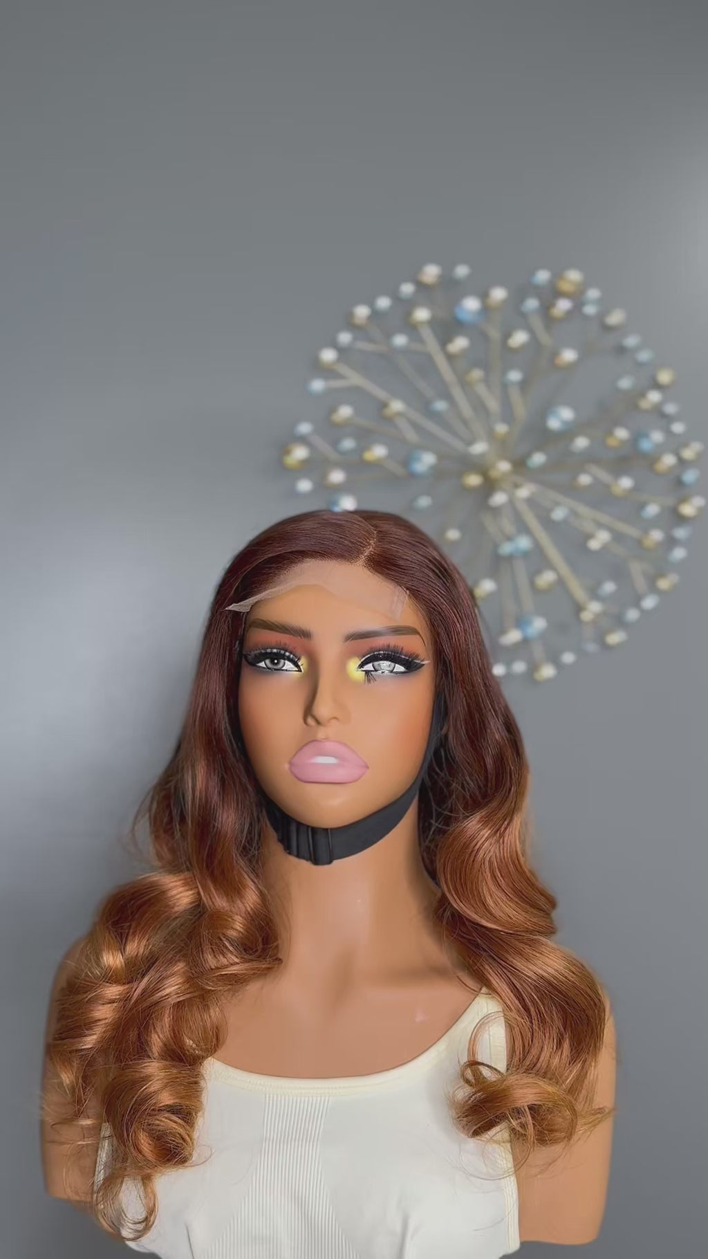 Luxurious mixed brown loose wave paired with 4by4 closure wig